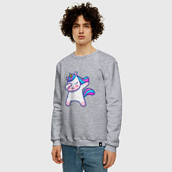 Свитшот хлопковый мужской Cute unicorn, цвет: меланж — фото 2