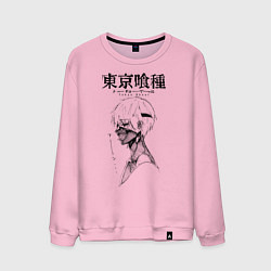 Свитшот хлопковый мужской Токийский гуль Кен Канеки, цвет: светло-розовый