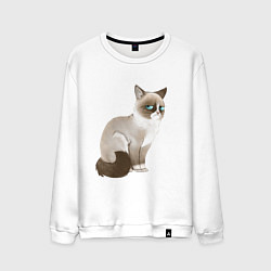 Свитшот хлопковый мужской Grumpy Cat, цвет: белый