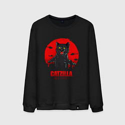 Свитшот хлопковый мужской КОТЗИЛЛА CATZILLA, цвет: черный