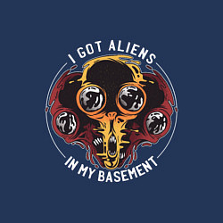 Свитшот хлопковый мужской I got Aliens in my Basement, цвет: тёмно-синий — фото 2