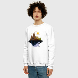 Свитшот хлопковый мужской Abstract Geometry Shark Island, цвет: белый — фото 2