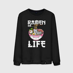 Свитшот хлопковый мужской Ramen life, цвет: черный