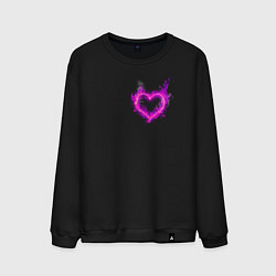 Свитшот хлопковый мужской Розовое Огненное Сердце, цвет: черный