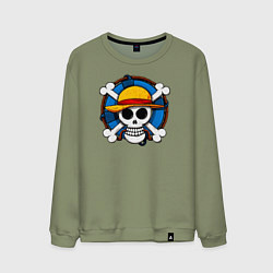 Свитшот хлопковый мужской Пиратский знак из One Piece, цвет: авокадо