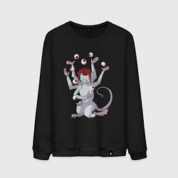 Свитшот хлопковый мужской Крысиный шут, цвет: черный
