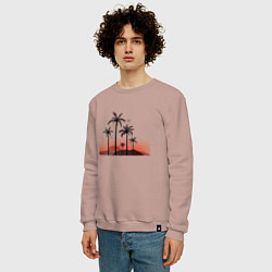 Свитшот хлопковый мужской Palm tree, цвет: пыльно-розовый — фото 2