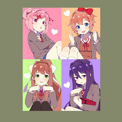Свитшот хлопковый мужской Girls Doki Doki коллаж, цвет: авокадо — фото 2