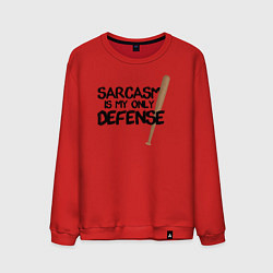 Свитшот хлопковый мужской Sarcasm is my only defense, цвет: красный