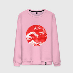Свитшот хлопковый мужской Волна в Канагаве, цвет: светло-розовый