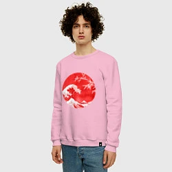 Свитшот хлопковый мужской Волна в Канагаве, цвет: светло-розовый — фото 2