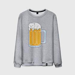 Свитшот хлопковый мужской Beer Cat, цвет: меланж