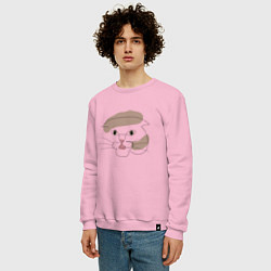 Свитшот хлопковый мужской Арт лайн,голова кота, цвет: светло-розовый — фото 2