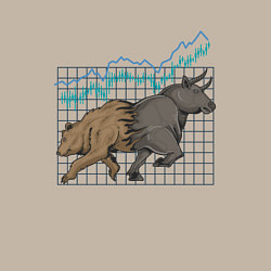 Свитшот хлопковый мужской Бык или Медведь, цвет: миндальный — фото 2