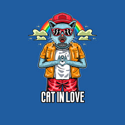 Свитшот хлопковый мужской Cat in love, цвет: синий — фото 2