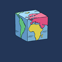 Свитшот хлопковый мужской Квадратный глобус земли, цвет: тёмно-синий — фото 2