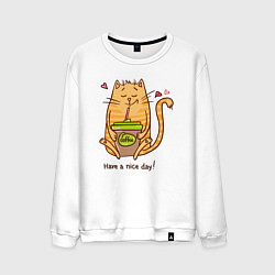 Свитшот хлопковый мужской Have A Nice Day, цвет: белый