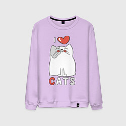 Свитшот хлопковый мужской I Love Cats, цвет: лаванда