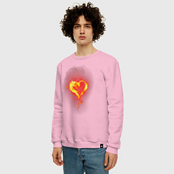 Свитшот хлопковый мужской Пылкое сердце, цвет: светло-розовый — фото 2