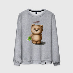 Свитшот хлопковый мужской Медведь, цвет: меланж