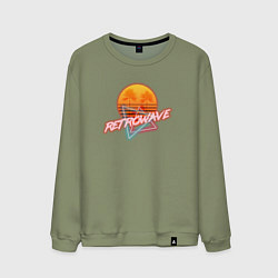 Свитшот хлопковый мужской Retrowave style, цвет: авокадо