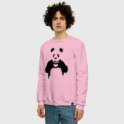Свитшот хлопковый мужской ПАНДА ЛАЙК ЛЮБОВЬ PANDA LOVE, цвет: светло-розовый — фото 2