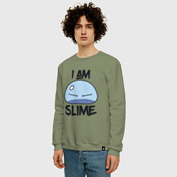 Свитшот хлопковый мужской I AM SLIME, Я СЛИЗЬ, цвет: авокадо — фото 2