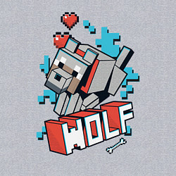 Свитшот хлопковый мужской Майнкрафт Волк, Minecraft Wolf, цвет: меланж — фото 2