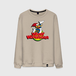 Свитшот хлопковый мужской Дятел Вуди лого, цвет: миндальный