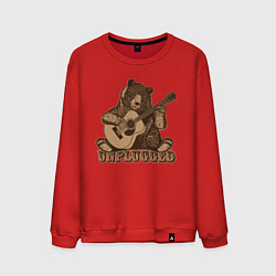 Свитшот хлопковый мужской Медведь играет на гитаре, цвет: красный