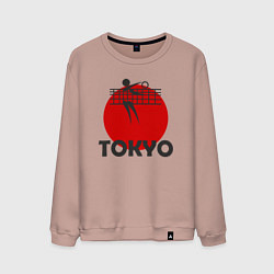 Свитшот хлопковый мужской Волейбол - Токио, цвет: пыльно-розовый