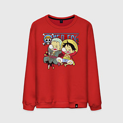 Свитшот хлопковый мужской Малыши Зоро и Луффи One Piece, цвет: красный