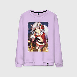 Свитшот хлопковый мужской Снегурочка парит над городом, цвет: лаванда