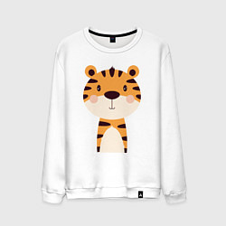 Свитшот хлопковый мужской Cartoon Tiger, цвет: белый