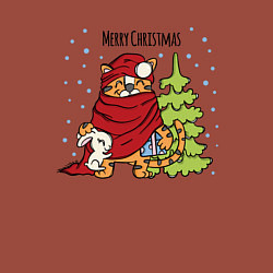 Свитшот хлопковый мужской Tiger Christmas, цвет: кирпичный — фото 2
