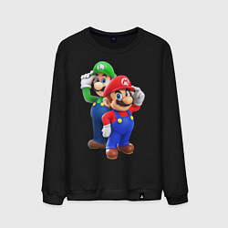Свитшот хлопковый мужской Mario Bros, цвет: черный