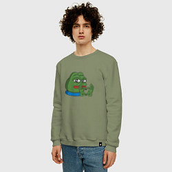 Свитшот хлопковый мужской Pepe love пепе лов, цвет: авокадо — фото 2