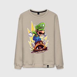 Свитшот хлопковый мужской Angry Luigi, цвет: миндальный