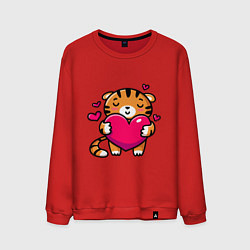 Мужской свитшот Милый тигренок с сердечком