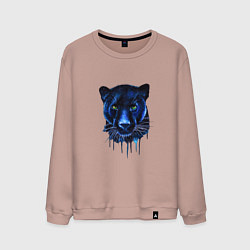 Свитшот хлопковый мужской Голова пантеры потекшая краска, цвет: пыльно-розовый