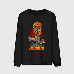 Свитшот хлопковый мужской Halloween, цвет: черный