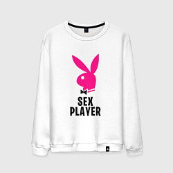 Свитшот хлопковый мужской СЕКС ИГРОК PLAYBOY, цвет: белый