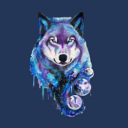 Свитшот хлопковый мужской Волк акварель, цвет: тёмно-синий — фото 2