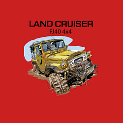 Свитшот хлопковый мужской Toyota Land Cruiser FJ 40 4X4, цвет: красный — фото 2