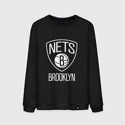 Свитшот хлопковый мужской Бруклин Нетс логотип, цвет: черный