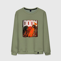 Свитшот хлопковый мужской Думгай пронзает демона DOOM, цвет: авокадо