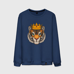 Свитшот хлопковый мужской Тигр в короне Tiger in the crown, цвет: тёмно-синий