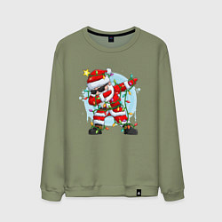Свитшот хлопковый мужской DAB SANTA CLAUS В ГЕРЛЯНДЕ, цвет: авокадо