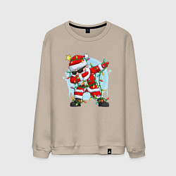Свитшот хлопковый мужской DAB SANTA CLAUS В ГЕРЛЯНДЕ, цвет: миндальный