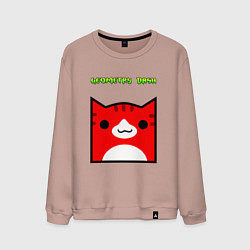 Свитшот хлопковый мужской Geometry Dash: Cat Skin, цвет: пыльно-розовый